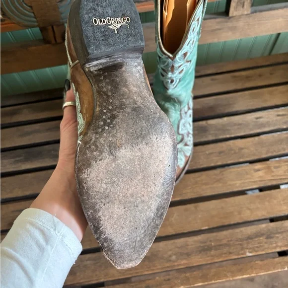 Old Gringo Teal and Brown Embroidered Boots - Picture 3 of 3
